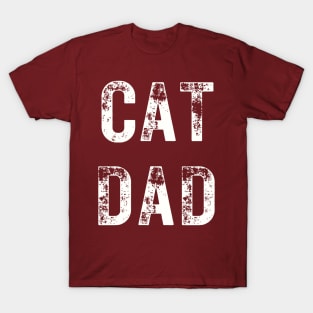 Cool Cat Dad Shirt, Distressed Vintage Style, Comfy Weekend Wear, Ideal Gift for Kitty Cat-Owning Dads T-Shirt